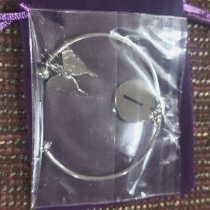 Silver Letter I Butterfly Bracelet.